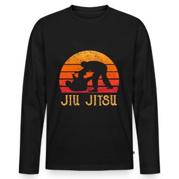 Jiu Jitsu BJJ Brazilian Jiu-Jitsu retro cadeau - T-shirt manches longues Premium bio Homme - noir - Devant - Nico (187cm)