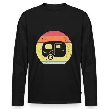 Camping caravan Camper Campsite retro - Men's Premium Organic Long Sleeve Shirt - black - Front - Nico (187cm)