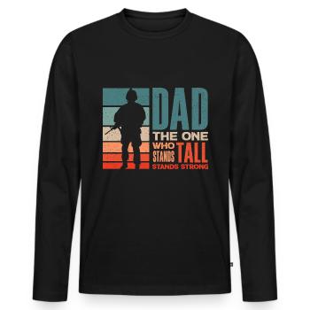 Dad The One Who Stands Tall Stands Strong - Men's Premium Organic Long Sleeve Shirt - black - Front - Nico (187cm)