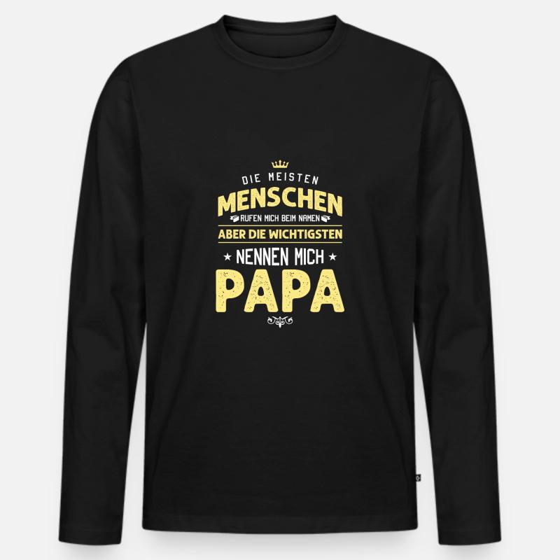 papa spruch - Männer Premium Bio Langarmshirt - Schwarz