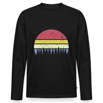 Couleurs rétro de la forêt arbres fond rétro vintage - T-shirt manches longues Premium bio Homme - noir - Devant - Nico (187cm)
