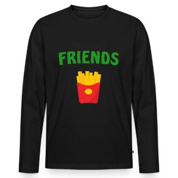 Best Friends Burger & Frites Frites Frites Frites - T-shirt manches longues Premium bio Homme - noir - Devant - Nico (187cm)