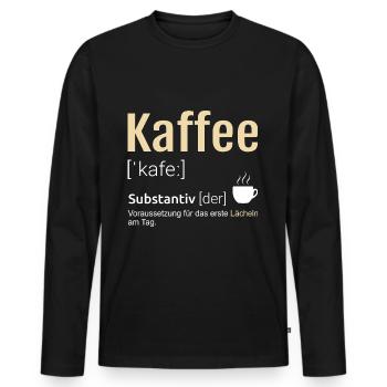 Kaffee Definition Lustige Sprüche - Männer Premium Bio Langarmshirt - Schwarz - Vorne - Nico (187cm)