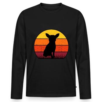 Chihuahua Retro Sunset Bandana - Männer Premium Bio Langarmshirt - Schwarz - Vorne - Nico (187cm)