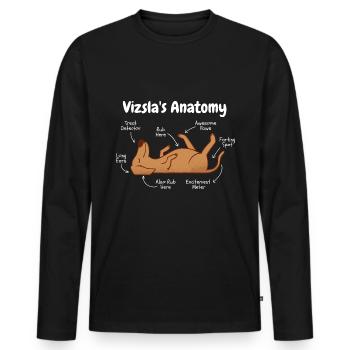 Anatomie d’un Vizsla - T-shirt manches longues Premium bio Homme - noir - Devant - Nico (187cm)