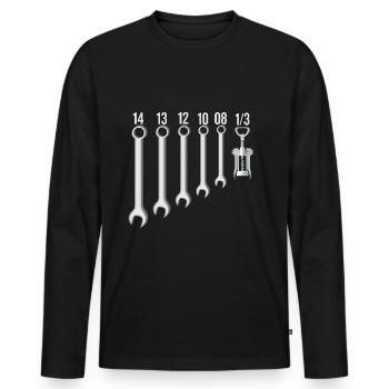 Mechanische Schraubenschlüssel und Bieröffner - Männer Premium Bio Langarmshirt - Schwarz - Vorne - Nico (187cm)