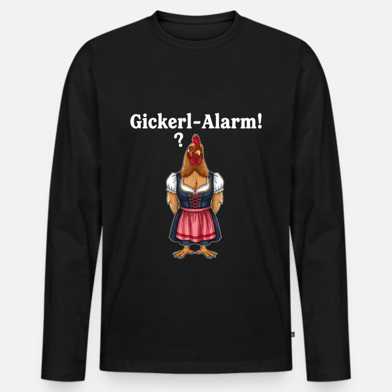 Gickerl-Alarm ! - Männer Premium Bio Langarmshirt - Schwarz