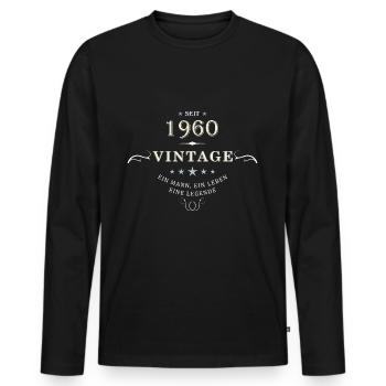 Vintage retro old school 1960 legend - Men's Premium Organic Long Sleeve Shirt - black - Front - Nico (187cm)