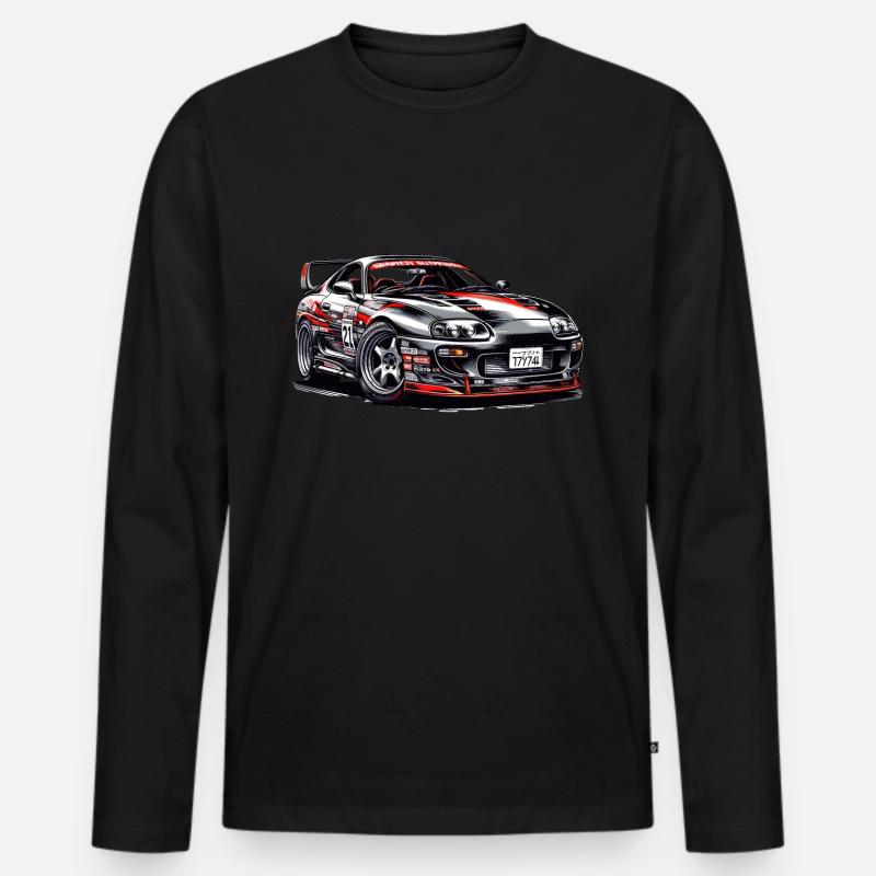 Drift King Eleganz - Männer Premium Bio Langarmshirt - Schwarz