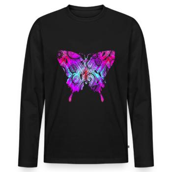 Psytrance Goa gift - Men's Premium Organic Long Sleeve Shirt - black - Front - Nico (187cm)
