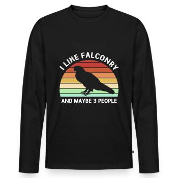 Falconry Chirp Falcon - Men's Premium Organic Long Sleeve Shirt - black - Front - Nico (187cm)