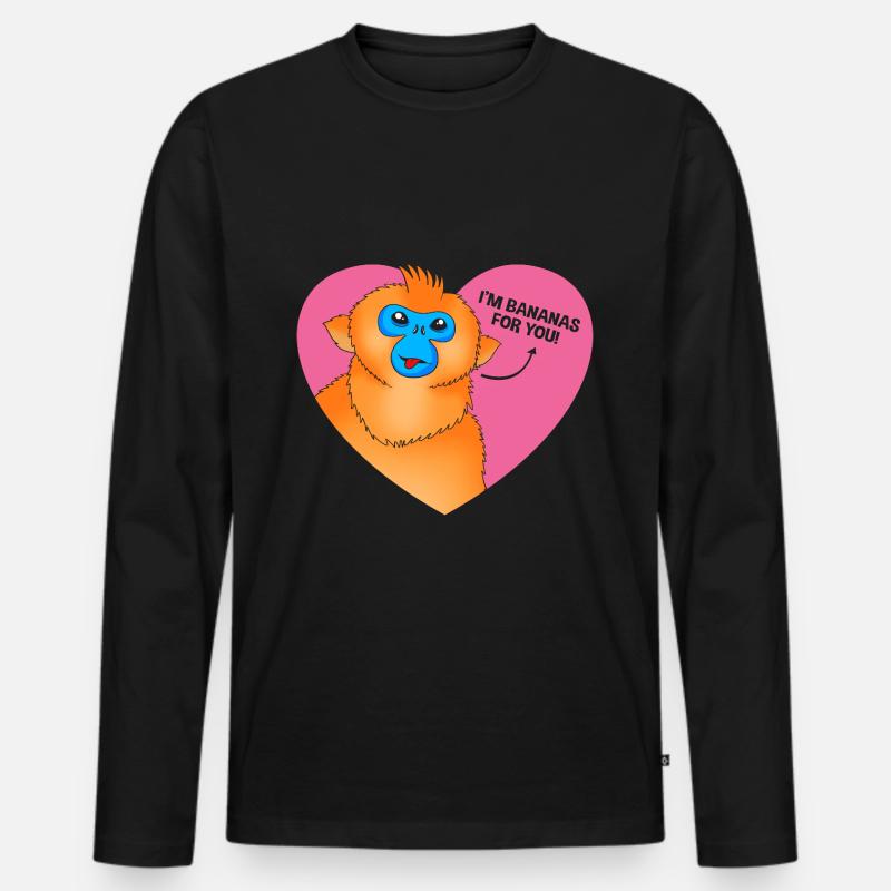 Stupsnasenaffe Affe Schimpanse - Männer Premium Bio Langarmshirt - Schwarz