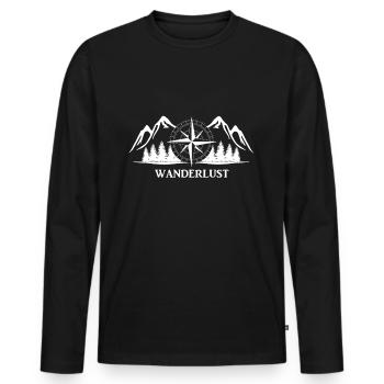 Wanderlust Berge - Männer Premium Bio Langarmshirt - Schwarz - Vorne - Nico (187cm)