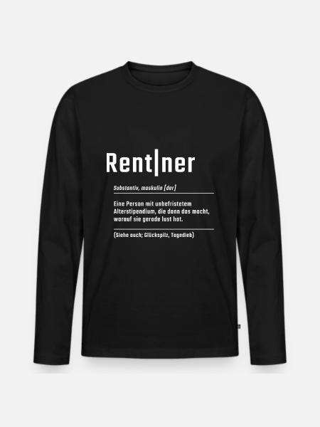 Rentner Wörterbuch,Definition Lexikon Rente - Männer Premium Bio Langarmshirt - Schwarz
