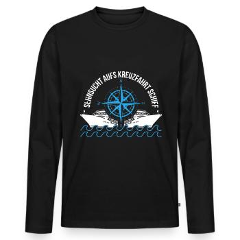 Sehnsucht Aufs Kreuzfahrt Schiff Urlaub - Männer Premium Bio Langarmshirt - Schwarz - Vorne - Nico (187cm)