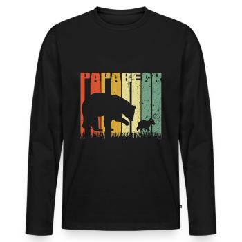 Idée cadeau papa ours père enfant - T-shirt manches longues Premium bio Homme - noir - Devant - Nico (187cm)