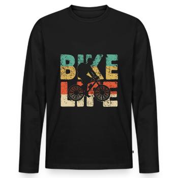 Fahrrad fahren - Männer Premium Bio Langarmshirt - Schwarz - Vorne - Nico (187cm)