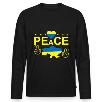 Amour Paix Libérez le drapeau de l’Ukraine - T-shirt manches longues Premium bio Homme - noir - Devant - Nico (187cm)
