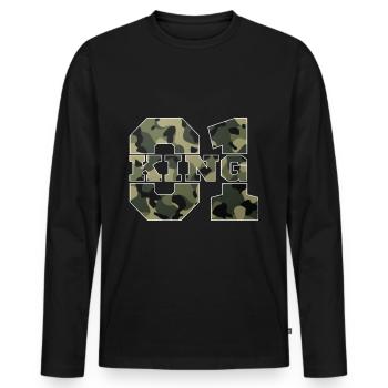 King - Queen gift gift idea - Men's Premium Organic Long Sleeve Shirt - black - Front - Nico (187cm)
