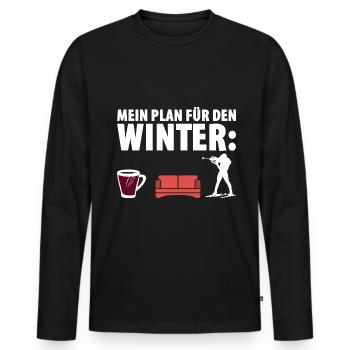 Mein Plan Für Den Winter: Biathlon Fan - Männer Premium Bio Langarmshirt - Schwarz - Vorne - Nico (187cm)