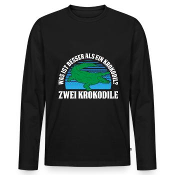Was ist besser als ein Krokodil? Zwei Krokodile - Männer Premium Bio Langarmshirt - Schwarz - Vorne - Nico (187cm)