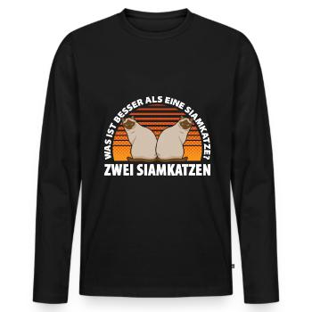Was ist besser als eine Siamkatze? Zwei Siamkatzen - Männer Premium Bio Langarmshirt - Schwarz - Vorne - Nico (187cm)
