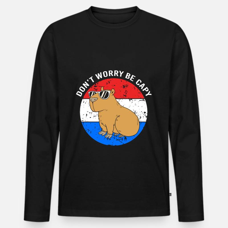 Capybara - Männer Premium Bio Langarmshirt - Schwarz