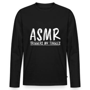 ASMR Saying Triggers Tingles Funny ASMR Gift - Men's Premium Organic Long Sleeve Shirt - black - Front - Nico (187cm)