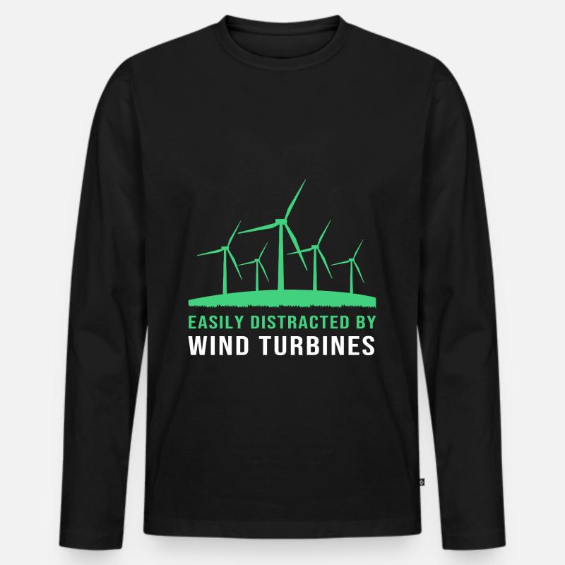Windkraft Windrad Windenergie - Männer Premium Bio Langarmshirt - Schwarz