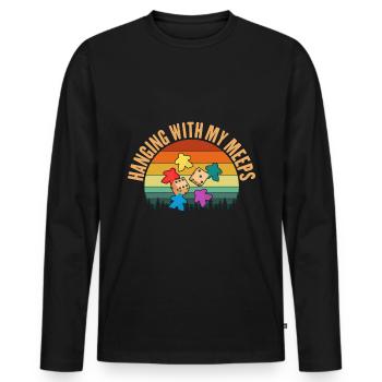 Hanging With My Meeps, lustigebrett spiel - Männer Premium Bio Langarmshirt - Schwarz - Vorne - Nico (187cm)