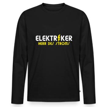 Elektriker Herr Des Stroms I Elektriker - Männer Premium Bio Langarmshirt - Schwarz - Vorne - Nico (187cm)