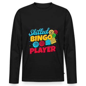 Jeu de bingo Joueur expérimenté Bingo - T-shirt manches longues Premium bio Homme - noir - Devant - Nico (187cm)