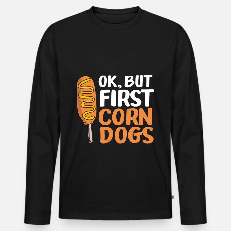 Corn Dog - Männer Premium Bio Langarmshirt - Schwarz