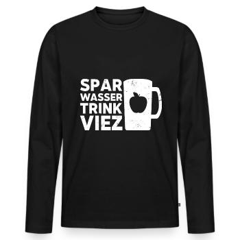 Spar Wasser trink Viez - Männer Premium Bio Langarmshirt - Schwarz - Vorne - Nico (187cm)