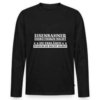 Eisenbahner Spruch Eisenbahn Lokführer Geschenk - Männer Premium Bio Langarmshirt - Schwarz - Vorne - Nico (187cm)