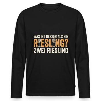 Was ist besser als ein Riesling? Zwei Riesling Gen - Männer Premium Bio Langarmshirt - Schwarz - Vorne - Nico (187cm)