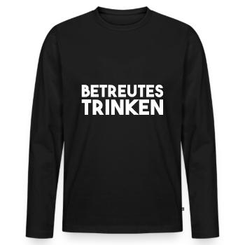 Betreutes Trinken - Männer Premium Bio Langarmshirt - Schwarz - Vorne - Nico (187cm)