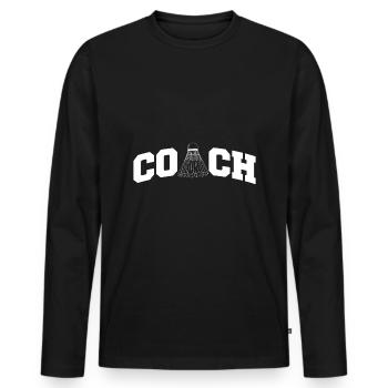 Shuttlecock Badminton Coach Shirt Federpspieler - Men's Premium Organic Long Sleeve Shirt - black - Front - Nico (187cm)