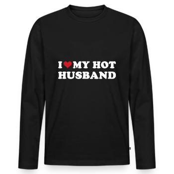 Je coeur mon mari chaud - T-shirt manches longues Premium bio Homme - noir - Devant - Nico (187cm)