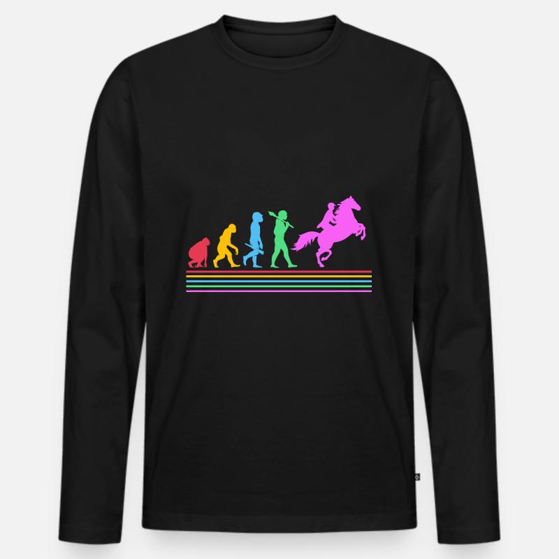Évolution des courses de chevaux - T-shirt manches longues Premium bio Homme - noir