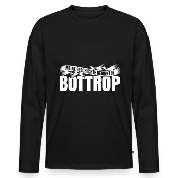 Meine Geschichte Beginnt In Bottrop Heimatverbunde - Männer Premium Bio Langarmshirt - Schwarz - Vorne - Nico (187cm)