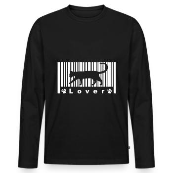 Katze - Kätzchen - Symbol - Barcode - Strichcode - Männer Premium Bio Langarmshirt - Schwarz - Vorne - Nico (187cm)