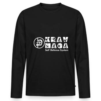 Krav Maga Autodéfense Sport de combat Arts martiaux - T-shirt manches longues Premium bio Homme - noir - Devant - Nico (187cm)