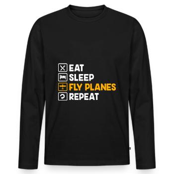 Model Airplane Model Airplane - Men's Premium Organic Long Sleeve Shirt - black - Front - Nico (187cm)