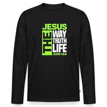 Jesus Christ Christ Christian Religion Gift - Men's Premium Organic Long Sleeve Shirt - black - Front - Nico (187cm)
