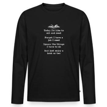 Lesen - Männer Premium Bio Langarmshirt - Schwarz - Vorne - Nico (187cm)