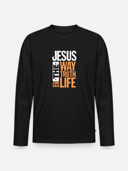 Jesus Kristus Kristus Kristen Religion Gave - Premium økologisk langærmet T-shirt til mænd - sort
