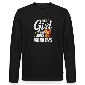 Fille singe - T-shirt manches longues Premium bio Homme - noir - Devant - Nico (187cm)