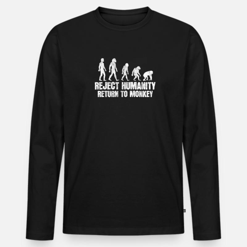 Affe Evolution - Männer Premium Bio Langarmshirt - Schwarz