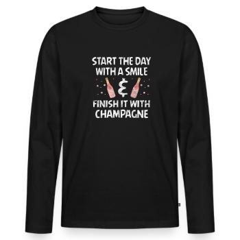 blockedTitle - T-shirt manches longues Premium bio Homme - noir - Devant - Nico (187cm)